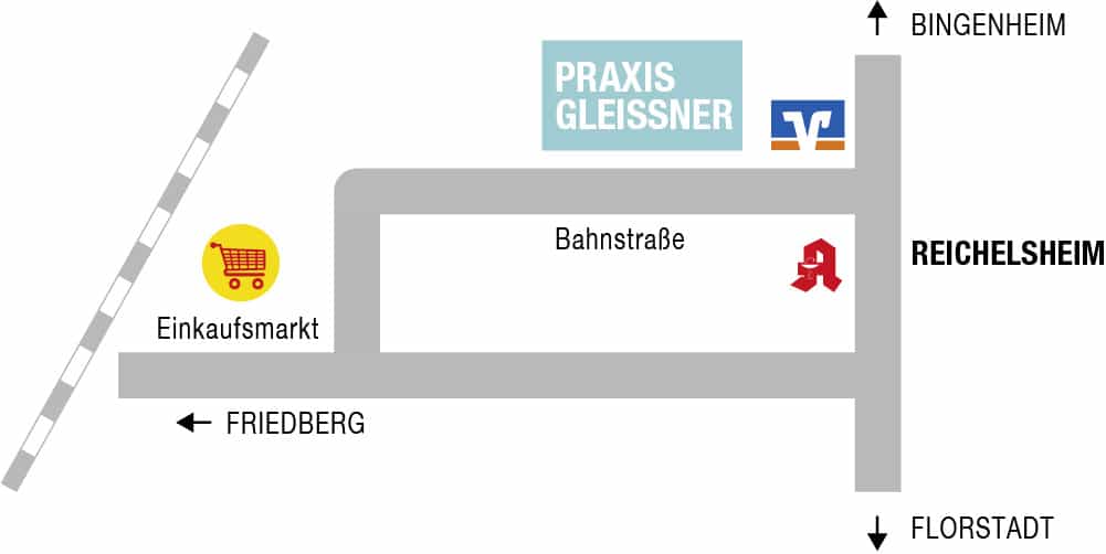 Anfahrtplan Praxis Gleissner Reichelsheim